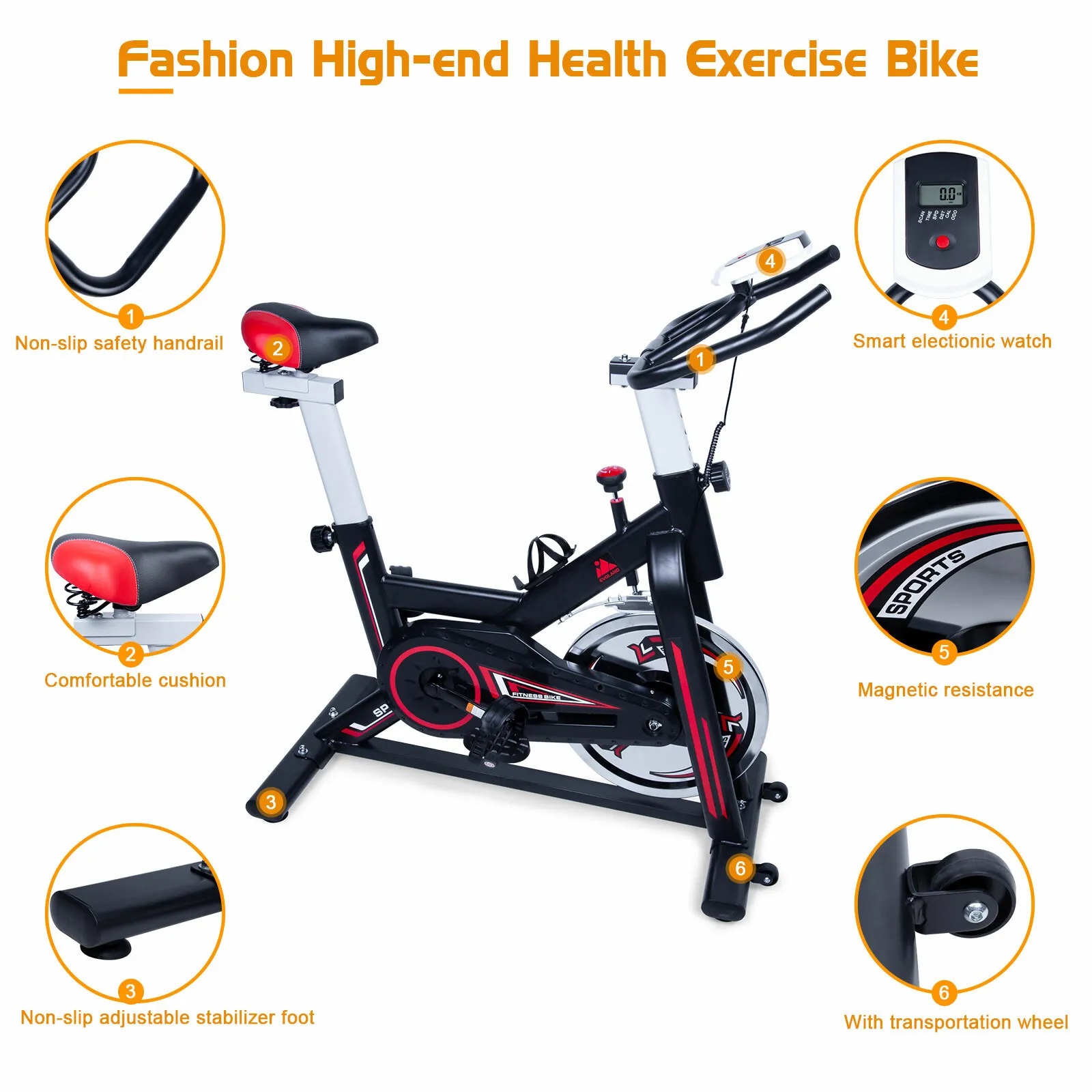 6kg Flywheel Stationary Spinning Cardio Exercise Bike