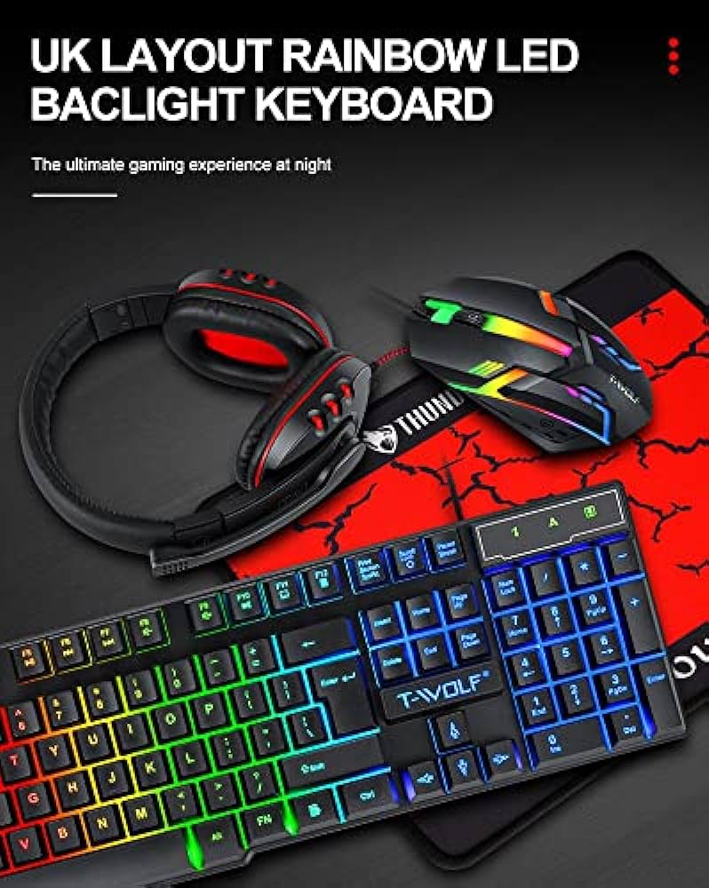 T-WOLF TF800 4 In 1 Gaming Keyboard Set