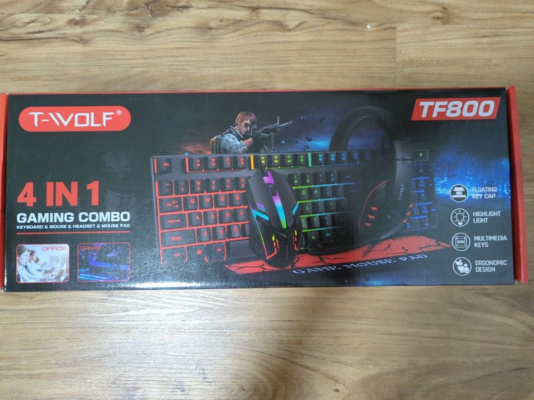 T-WOLF TF800 4 In 1 Gaming Keyboard Set