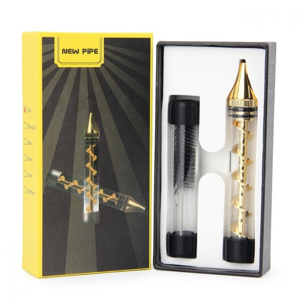 Dry Herb Smoke Accessories Metal Twist Glass Blunt Smoking Pipe